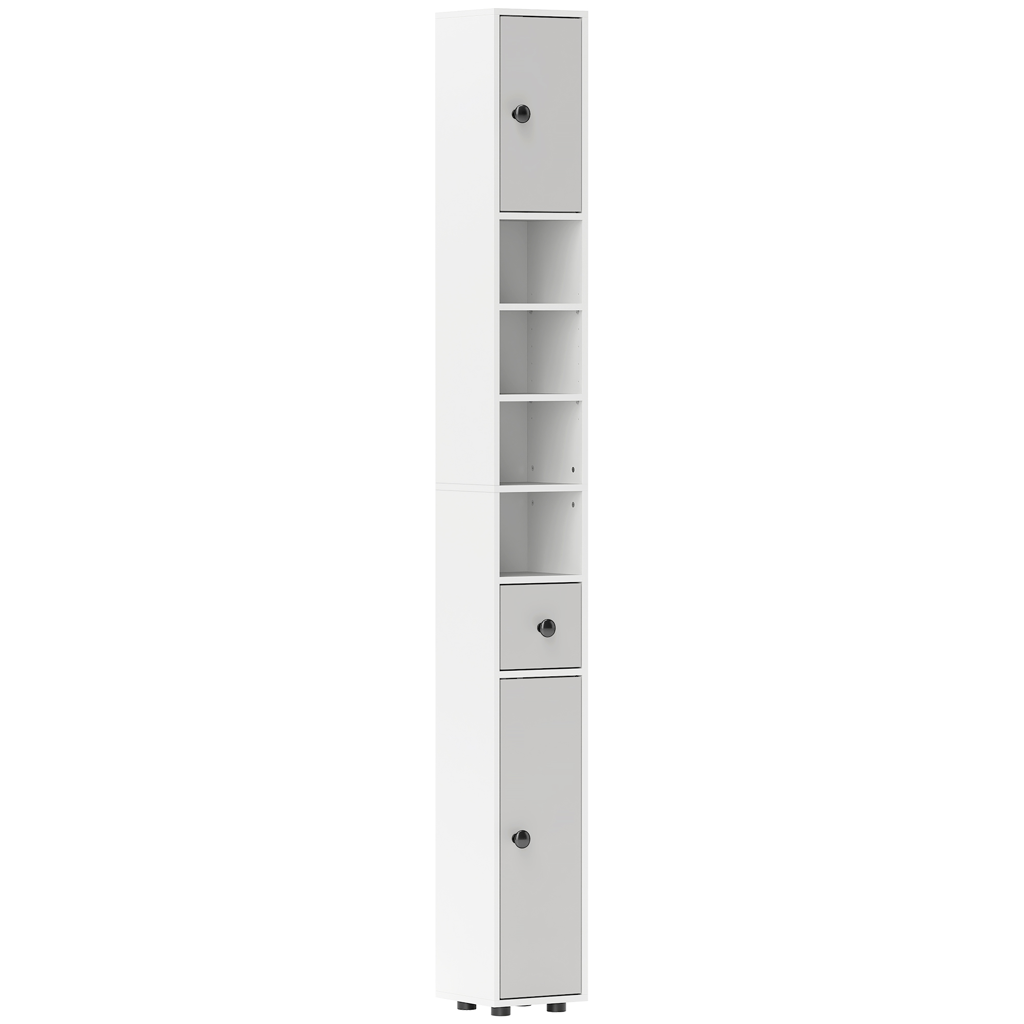 KANSAS 180cm Slim Bathroom Cabinet with Drawer Light Grey