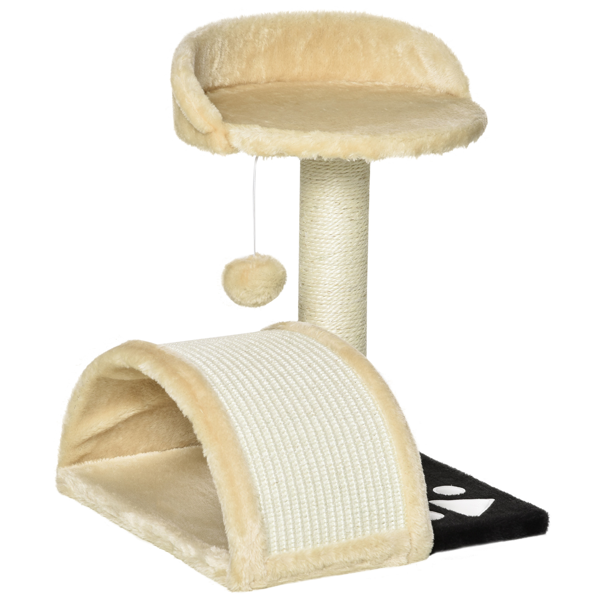 Cat Tree Cat Scratching Post Scratching Scratcher Post Kitten Activity Centre Climber Hanging Ball Beige