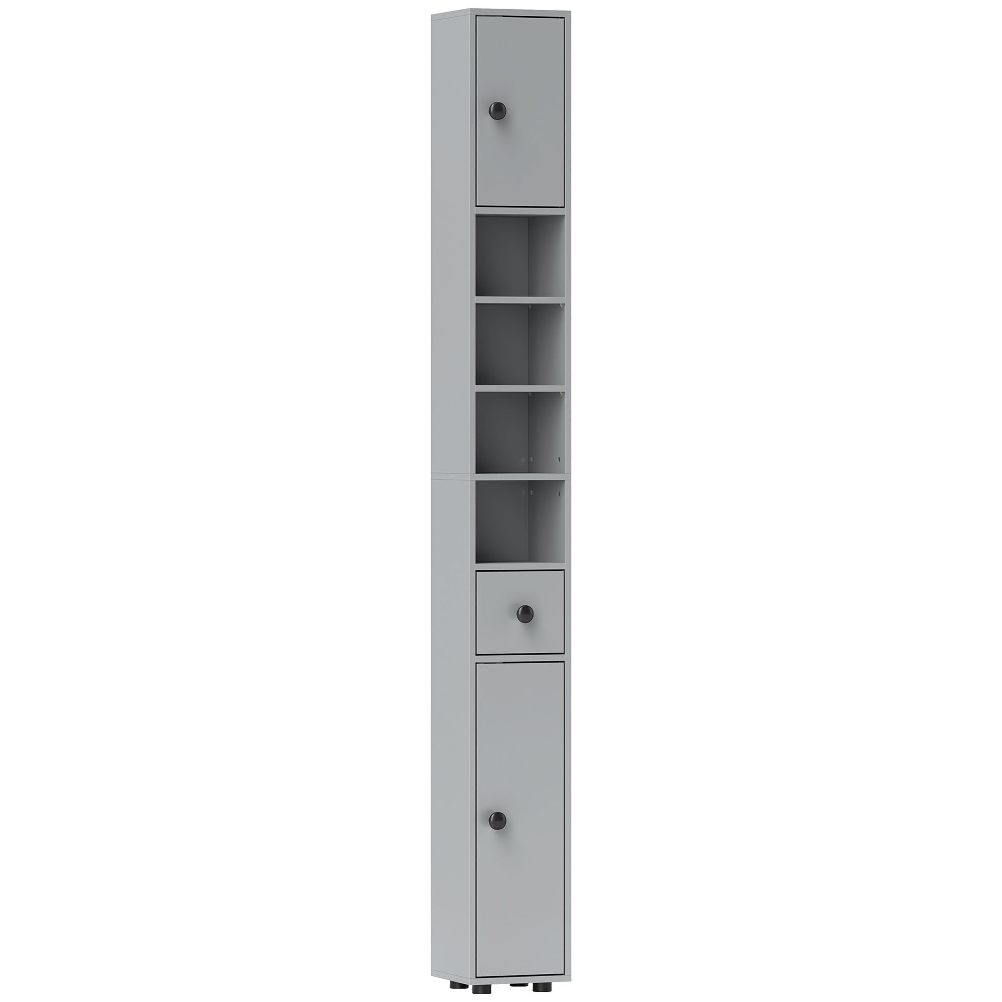 KANSAS 180cm Slim Bathroom Cabinet with Drawer Grey
