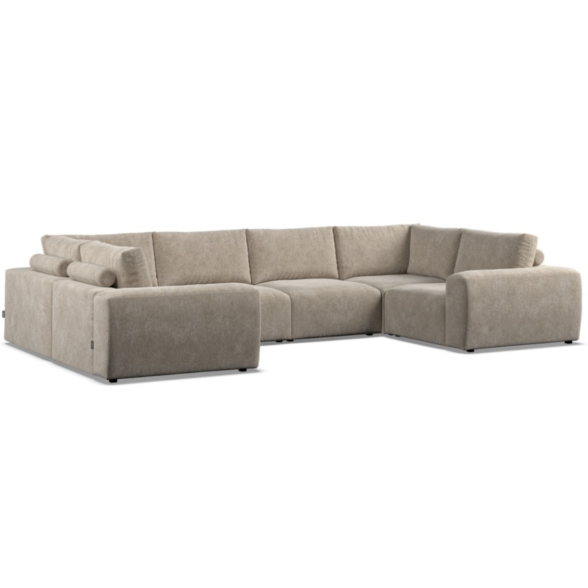 Corner Sofa - GRAZ Fabric 6 Seater U Shaped - Pearl