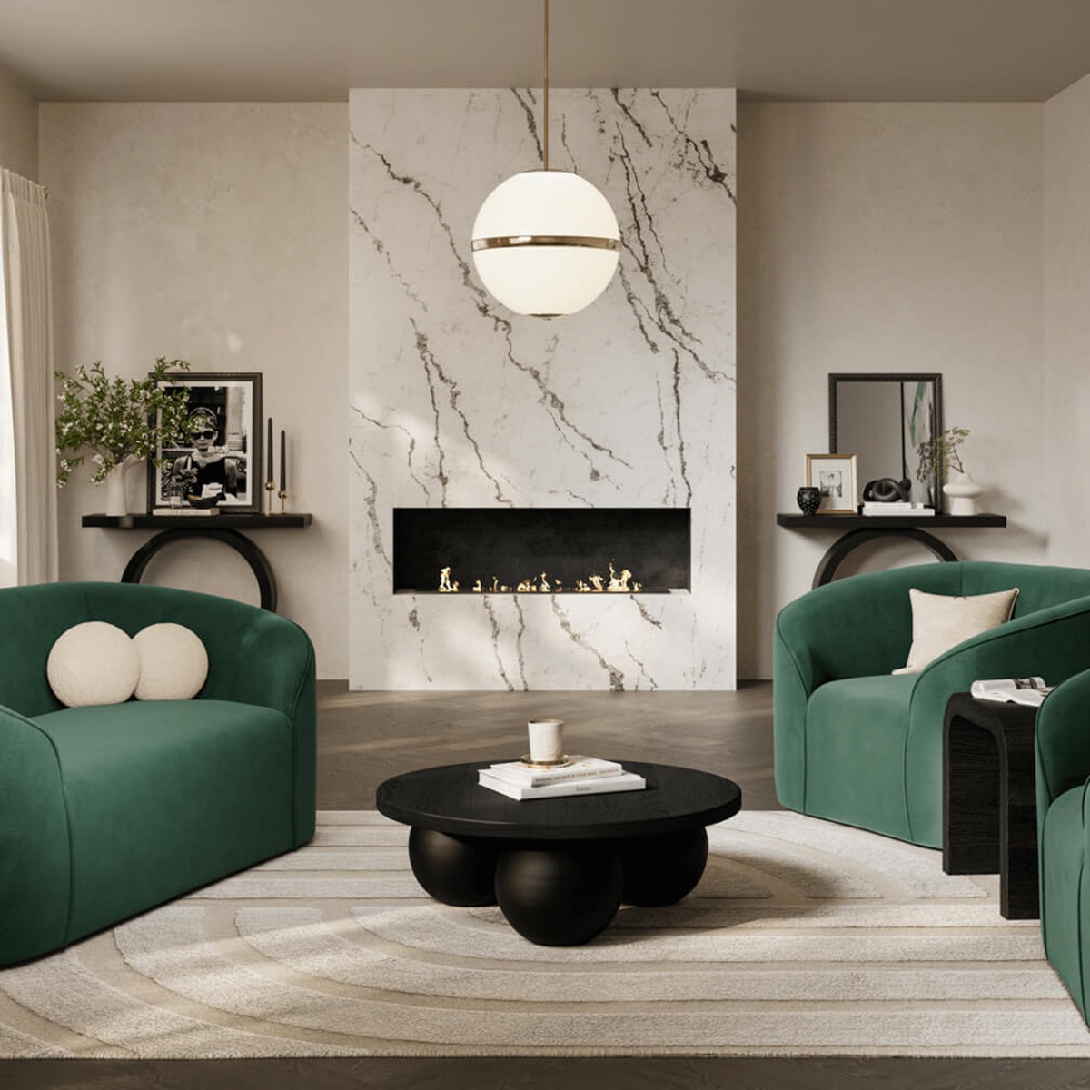 ZUVA Velvet Armchair - Forest Green