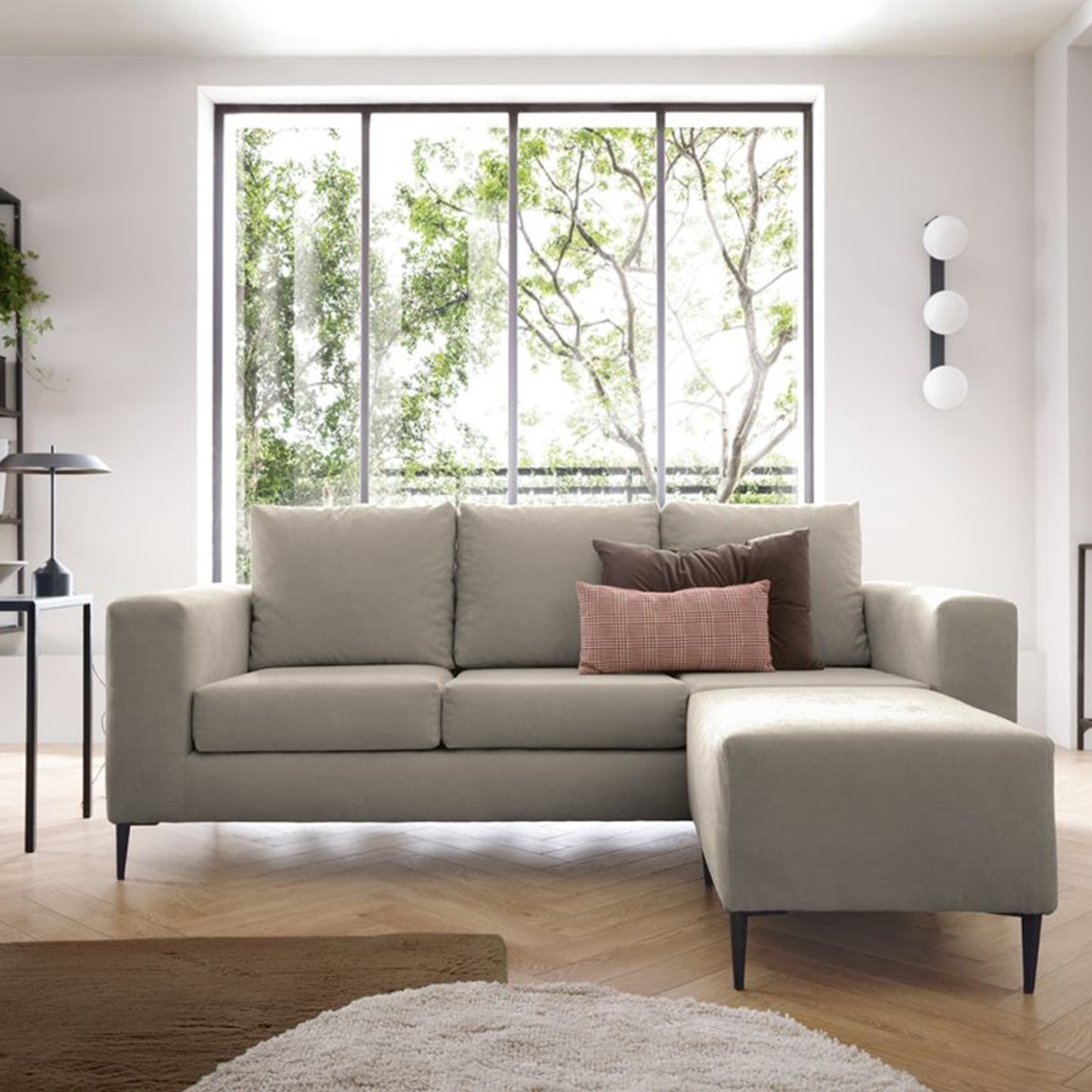 LINCOLN Linen 4 Seater L Shaped - Reversible Corner Sofa - Sand