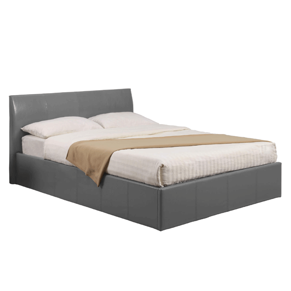 Quince Grey Faux Leather Fusion Ottoman Bed - Double 4ft6